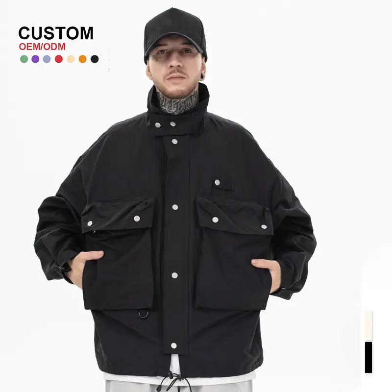 ODM ZD Three-dimensional multi-pockets black bomber jacket Companies, Products