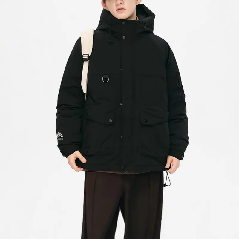 Custom ZD outdoor black puffer jacket with hood Manufacturer, Products