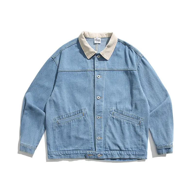 OEM ZD turn down collar dark blue denim jacket Factories, Companies