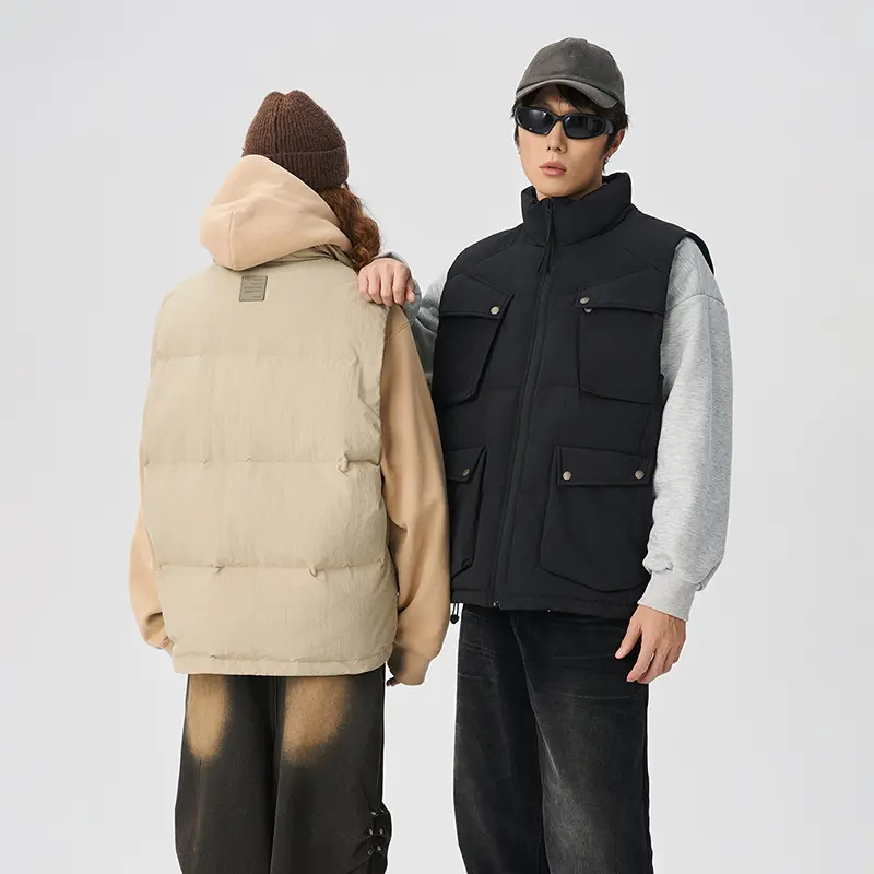 Wholesale ZD multi-pocket sleeveless beige puffer jacket Factories, Products