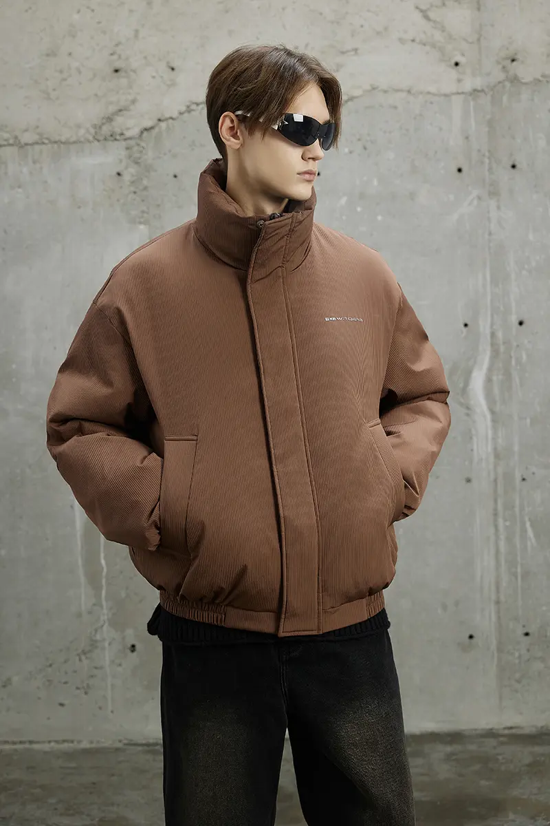 Men's Stand Collar Down Jacket Texture