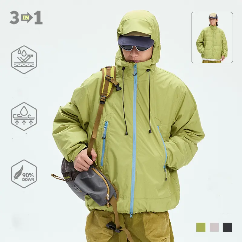 ODM ZD 3 in 1 waterproof down jacket Manufacturer, Product