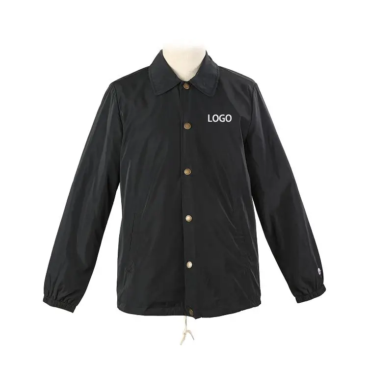 Wholesale ZD Men's Coaches Jacket Plain Black Windbreaker Coaches Jacket Factories, Factory