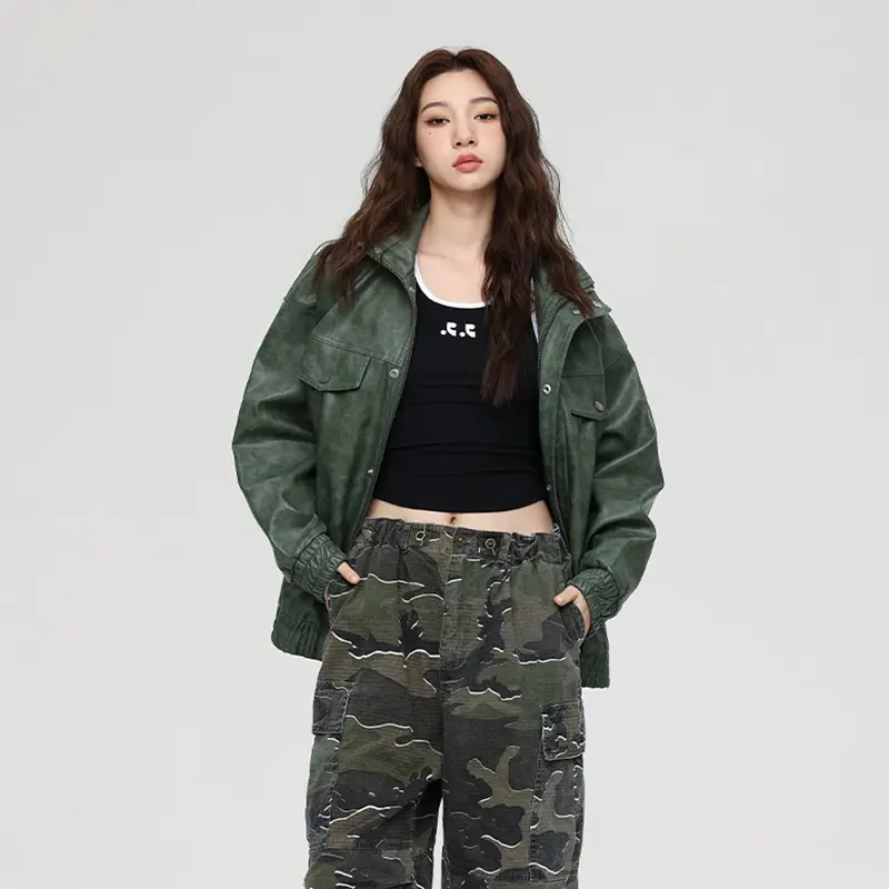 China ZD high fashion oversize brown leather bomber jacket Product, Products