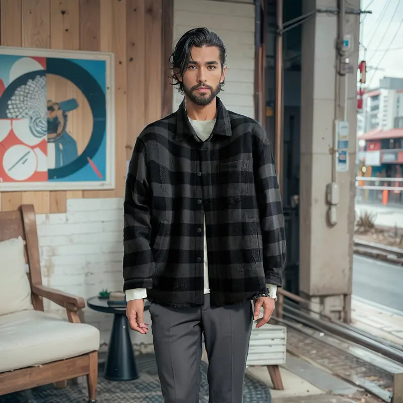 OEM ZD Mens Plaid Flannel Shirt Puffer Jacket Manufacturer, Company