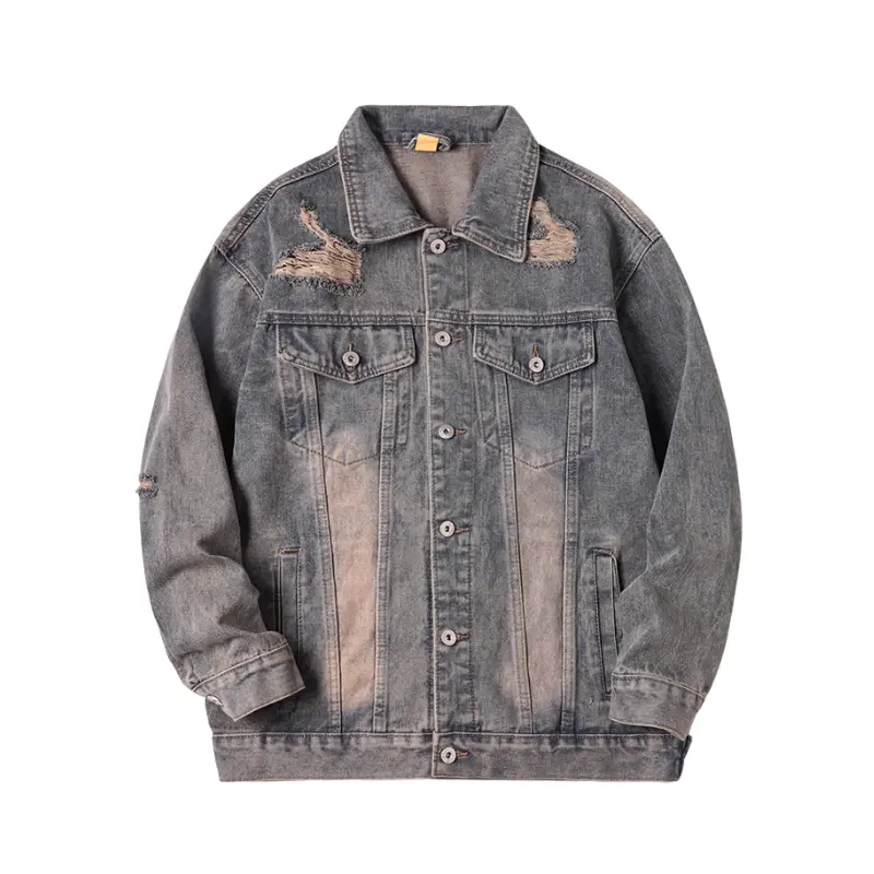 Wholesale ZD classical color ripped denim bomber jacket Manufacturer, Company
