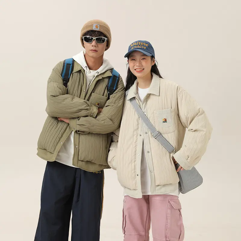 ODM ZD Retro vertical stripes winter puffer jacket Supplier, Factory