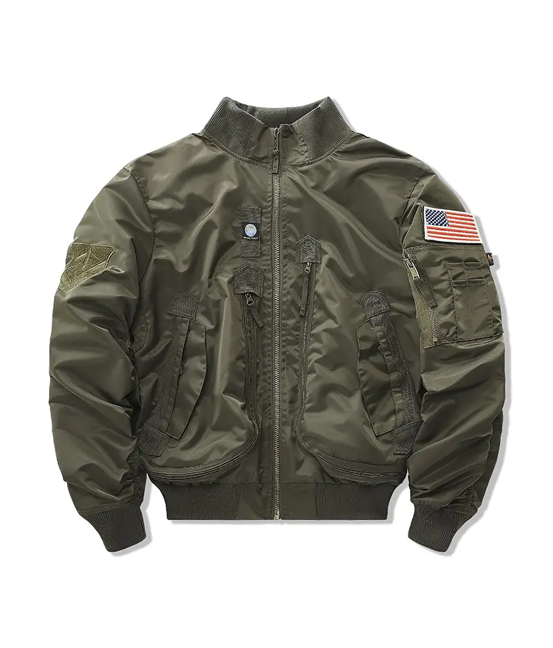 Men's Camo Bomber Jacket Detail 2