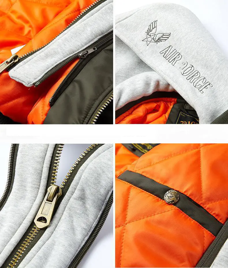 Men's Hooded Bomber Jacket Detail 4