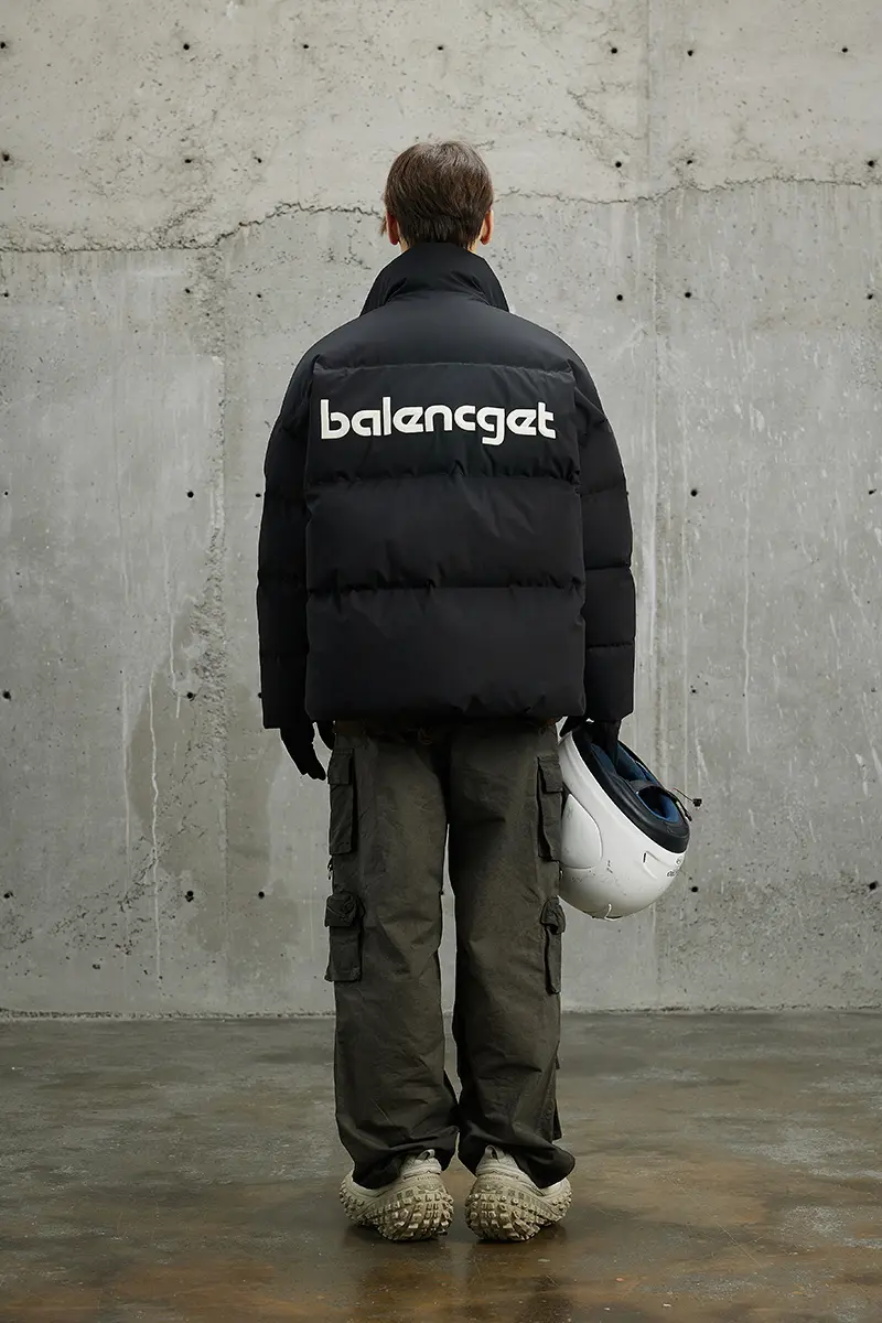 Men's stand collar down jacket details 2