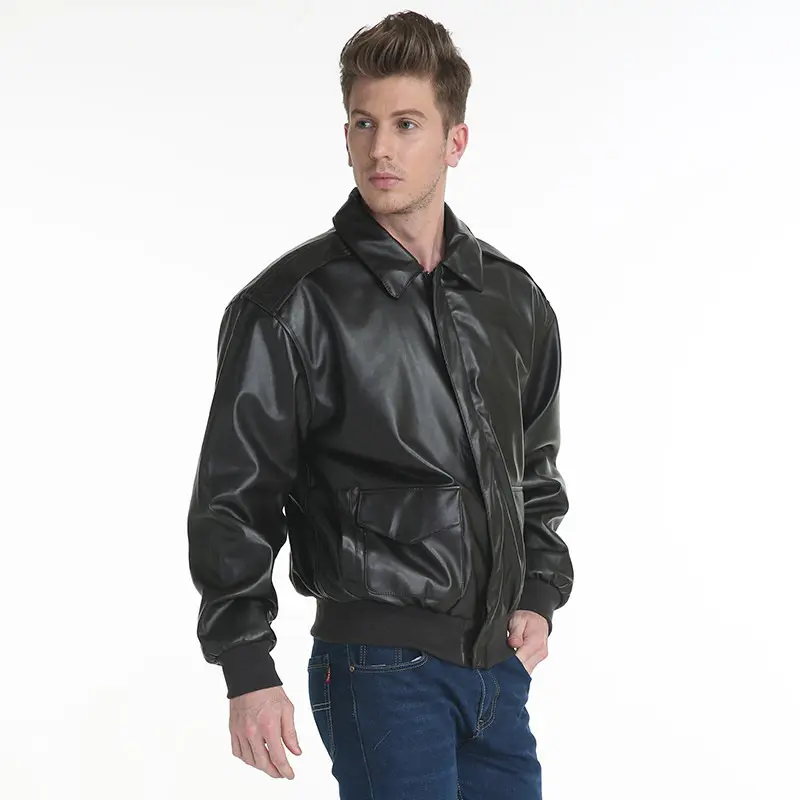 OEM ZD vintage leather black winter jacket men Suppliers, Factories