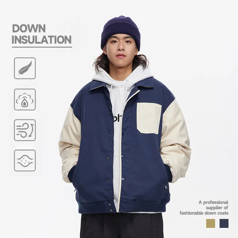 Custom ZD retro color blocking down jacket women Manufacturer, Manufacturers