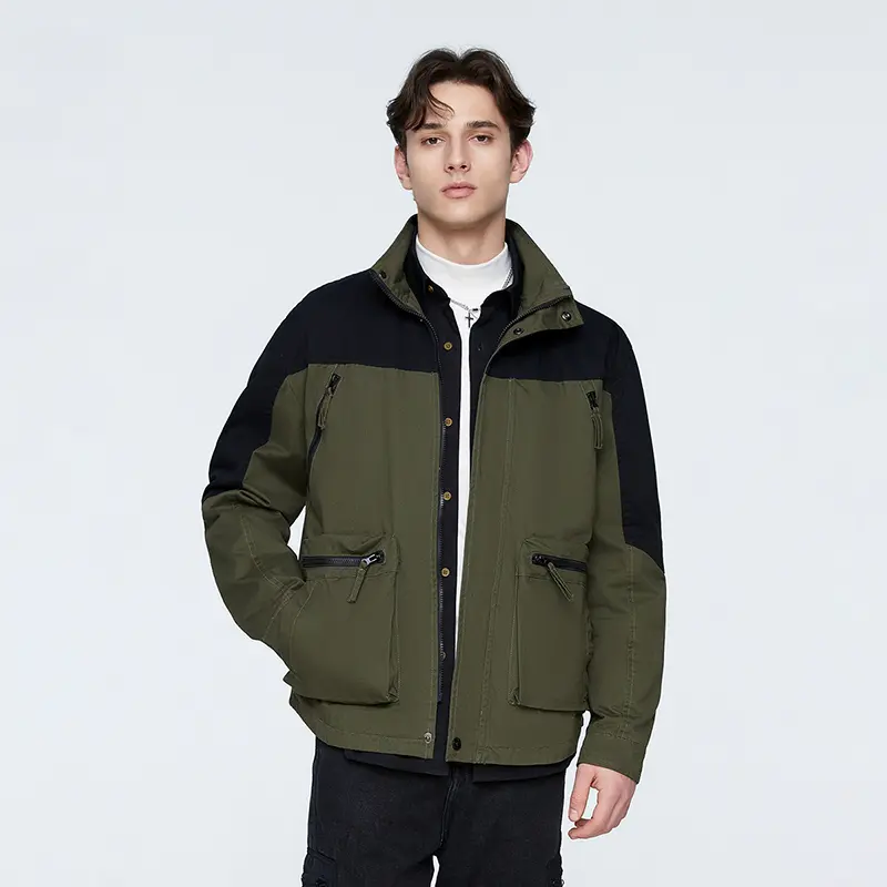 Wholesale ZD contrasting color green bomber jacket Manufacturer, Company