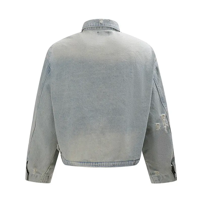 China ZD distressed oversize denim bomber jacket for men Suppliers, Company