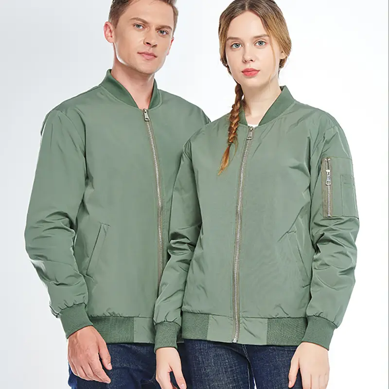 China ZD solid color unisex green bomber jacket Companies, Products
