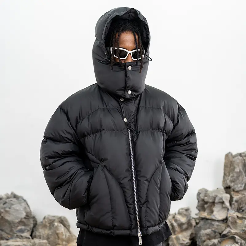 OEM ZD oversized unisex black puffer jacket with hood Companies, Products