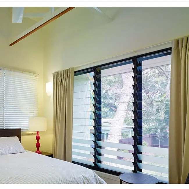 Modern Style Aluminum Profile Glass Jalousie Customized Adjustable Glass Louver Window