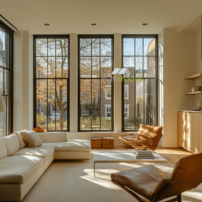 Multishades Premium French Style Casement Aluminum Window Elegant Metal Window Design Vertical Opening Slim Frame Tempered Glass Insect Control