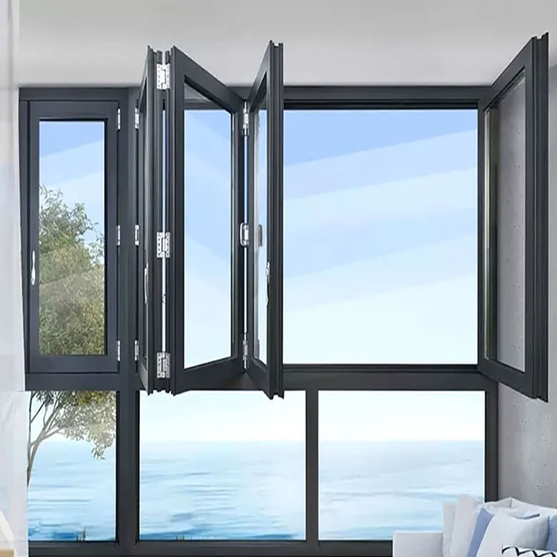 Vertical Folding Sliding up and Down Folding Terrace Soundproof Balcony Tempered Glass Bi Fold Aluminum Window