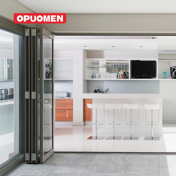 Modern Bi-Fold Impact-Resistant Glass Windows Hurricane Folding Design Aluminum Alloy Frame