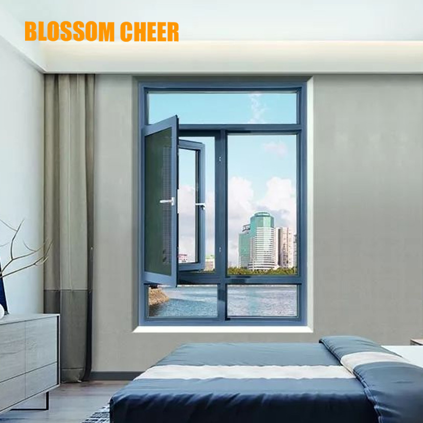 Ultra Slim Frame Energy Saving Multi Cavity Screen Mesh Aluminum Casement Windows