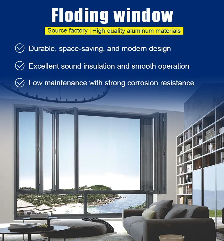 Modern Bi Fold Exterior Folding Glass Window System Detail