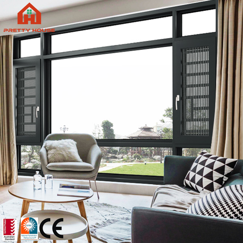 Florida Approval Hurricane Proof Impact Resistant Aluminum Double Glazed Tempered Glass Windows