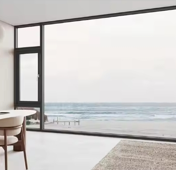 Modern Black Slim Frame Soundproof Double Glazing Aluminum Alloy Swing Outward Window