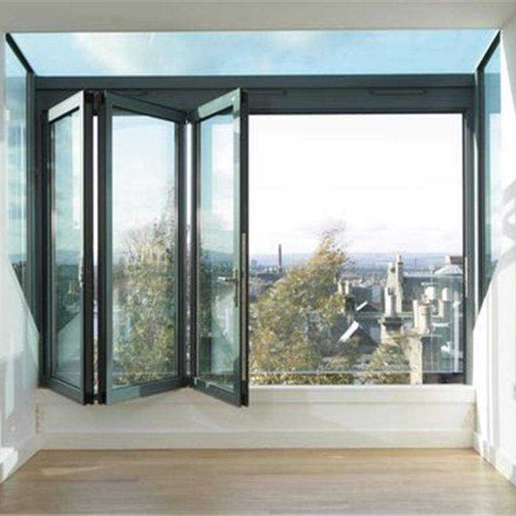 Thermal Break Aluminum Bi Folding Window Soundproof Accordion Sliding Glass Windows and Doors