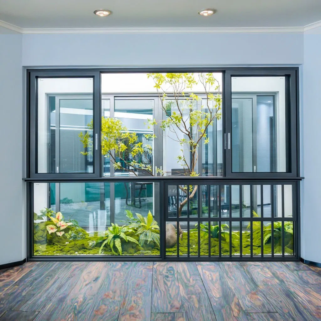 Tempered Low-E Glass Sliding Window Slim Line Aluminum Frame for Energy Savings