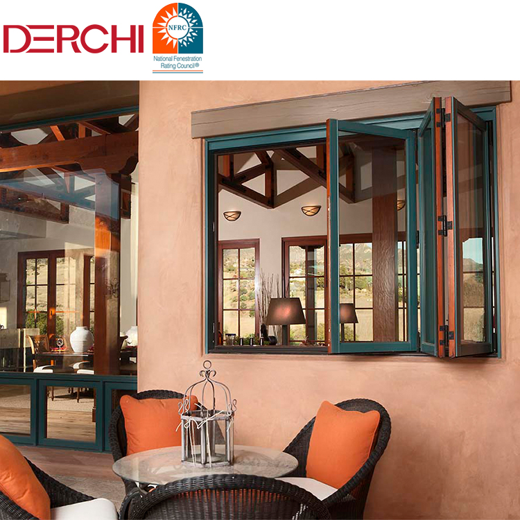 North American Hot Sale Aluminium Bi Folding Window Double Glazed Window for Villa