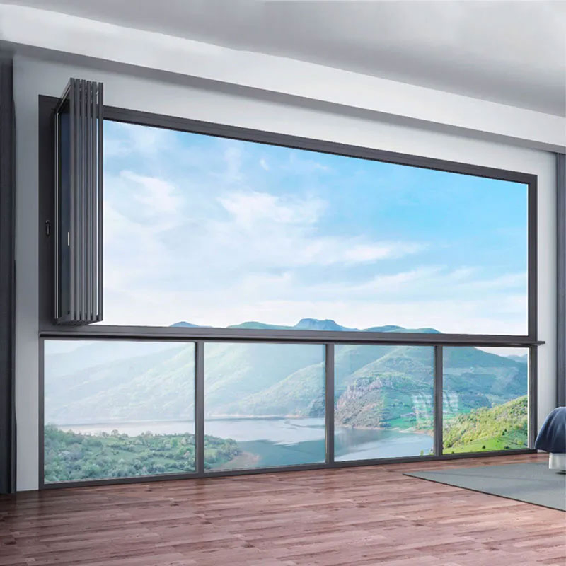 Vertical Folding Sliding up and Down Folding Terrace Soundproof Balcony Tempered Glass Bi Fold Aluminum Window