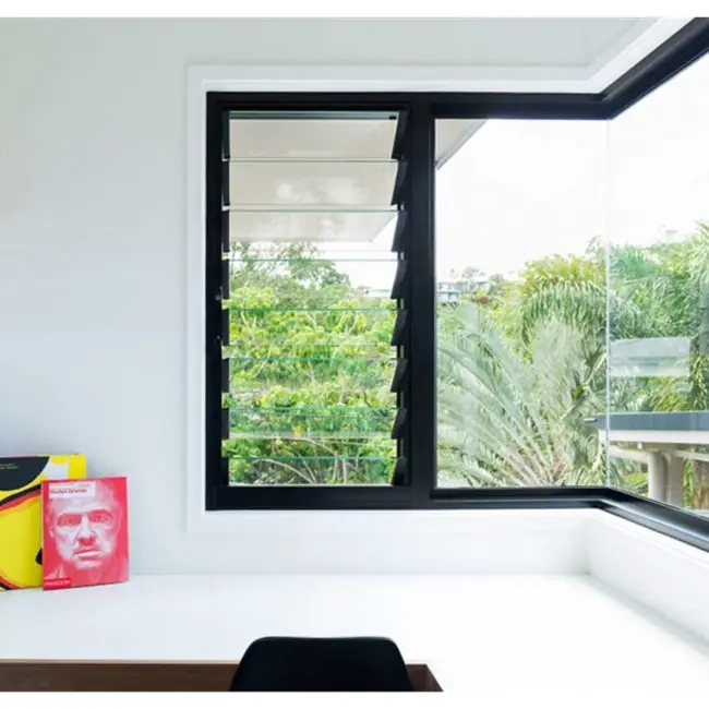 Modern Style Aluminum Profile Glass Jalousie Customized Adjustable Glass Louver Window