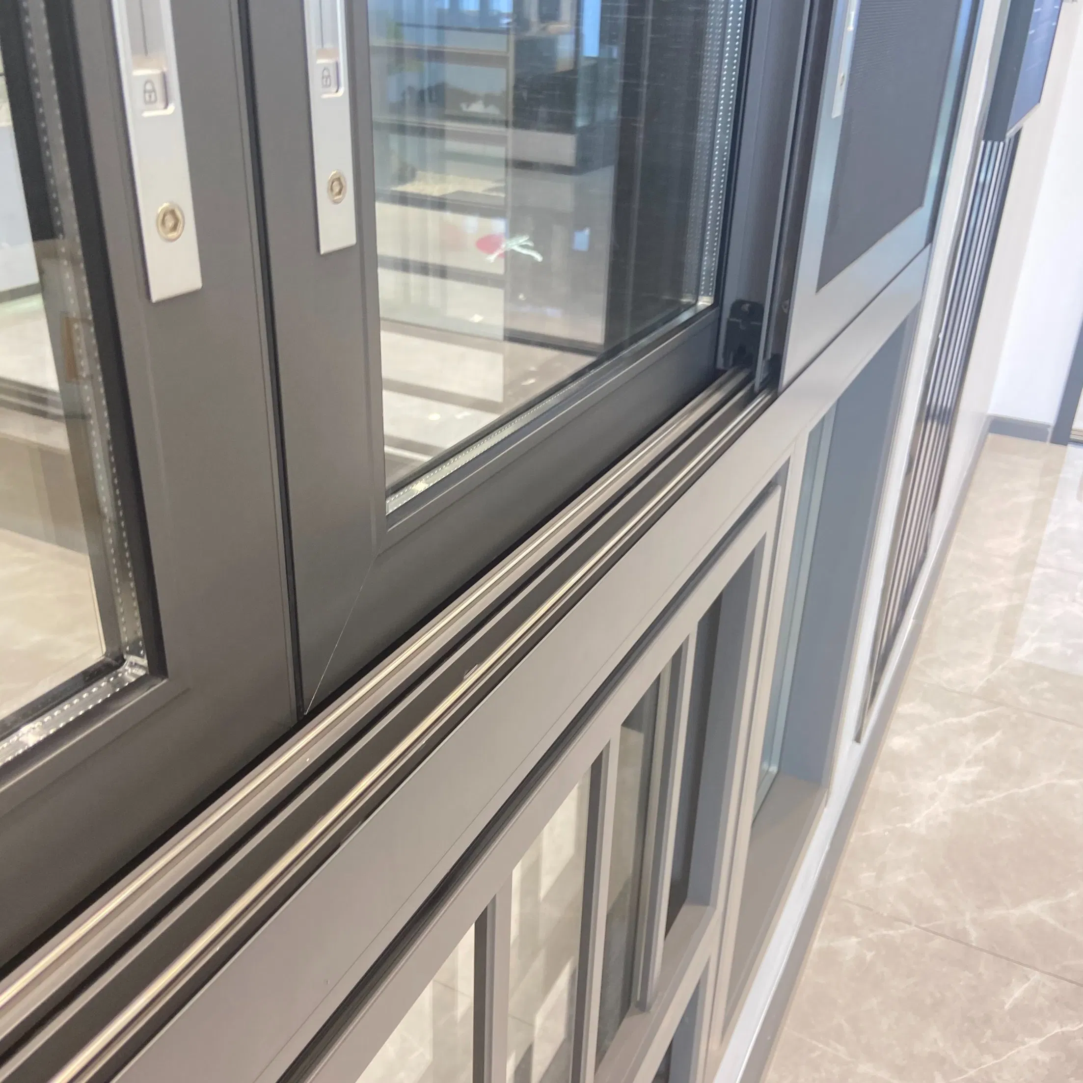 Foshan Soundproof 3 Track Double Glass Aluminium Sliding Window
