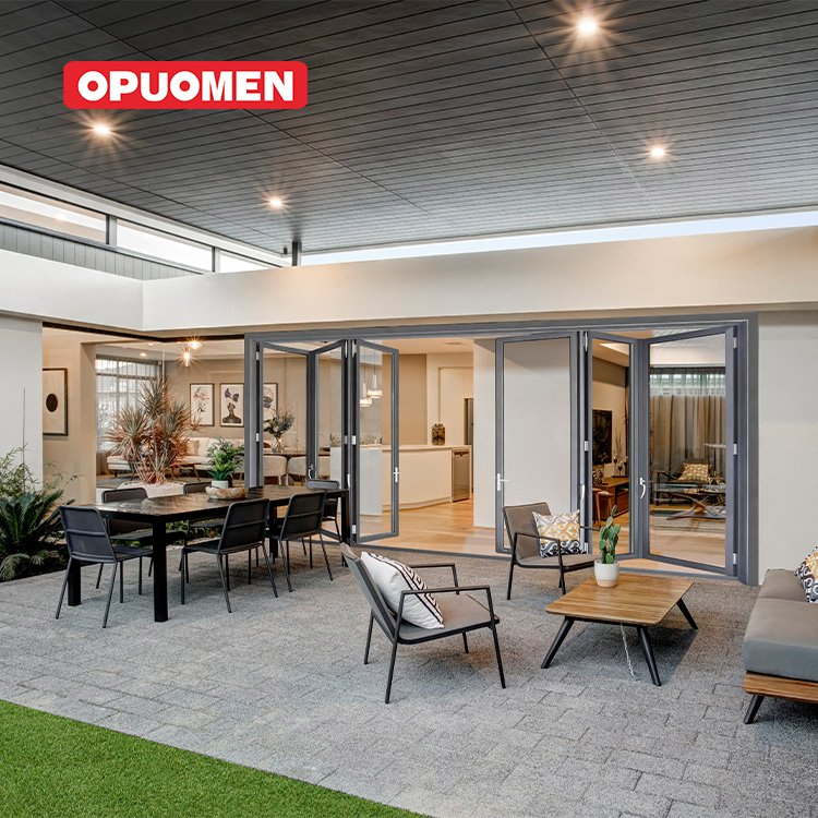 Modern Bi-Fold Impact-Resistant Glass Windows Hurricane Folding Design Aluminum Alloy Frame