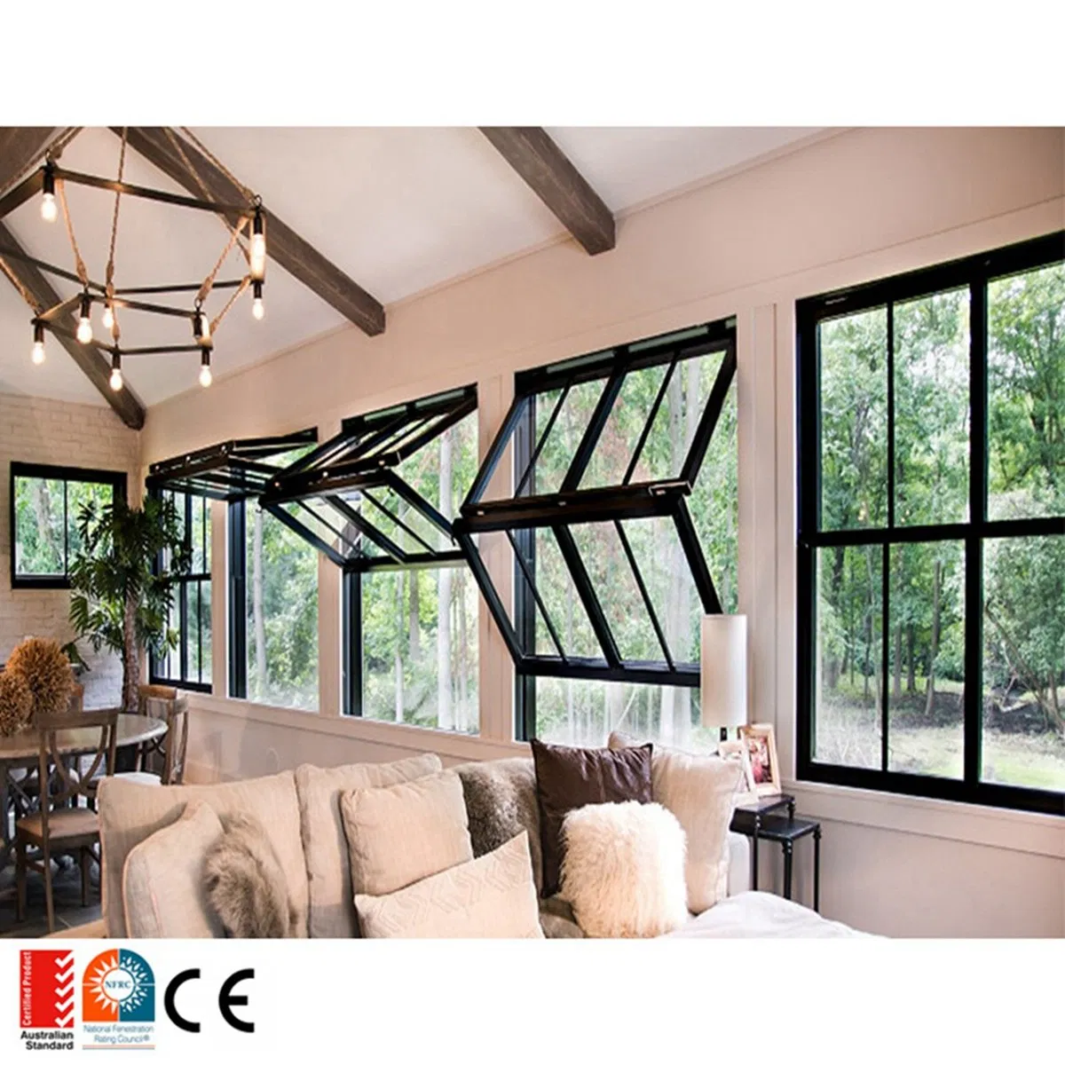 Thermal Break French Sliding UPVC Casement Aluminum Profile Folding Double Glass Window Horizontal Bi Fold Sliding Window