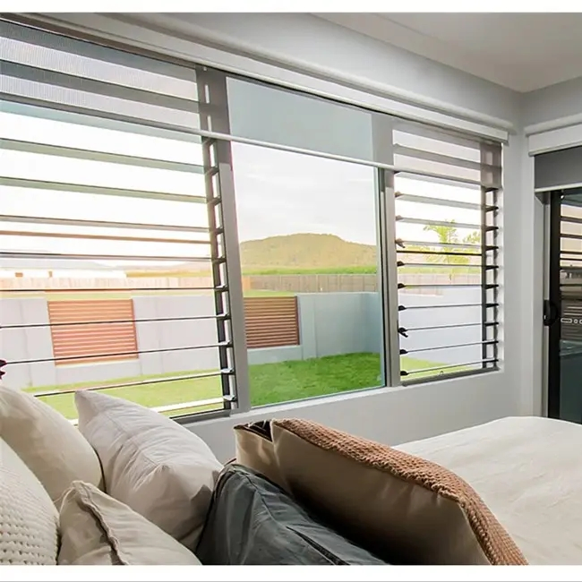 Modern Style Aluminum Profile Glass Jalousie Customized Adjustable Glass Louver Window
