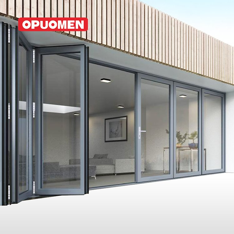 Modern Bi-Fold Impact-Resistant Glass Windows Hurricane Folding Design Aluminum Alloy Frame