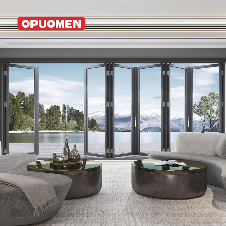 Modern Bi-Fold Impact-Resistant Glass Windows Hurricane Folding Design Aluminum Alloy Frame