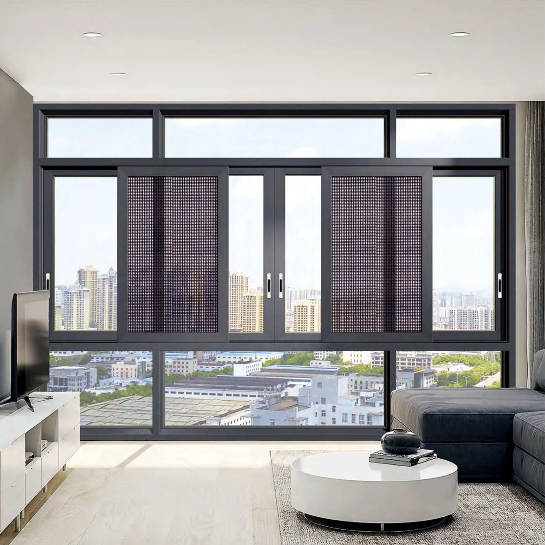 Tempered Low-E Glass Sliding Window Slim Line Aluminum Frame for Energy Savings