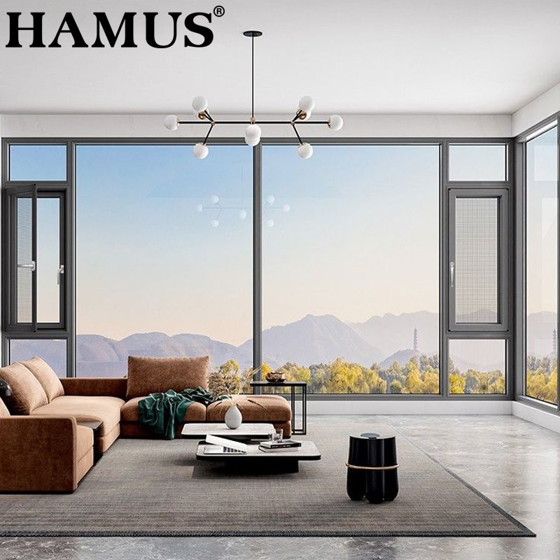 Durable Aluminum Alloy Tilt and Turn Window European Standard Buildings Double Layer Glass Panels Window