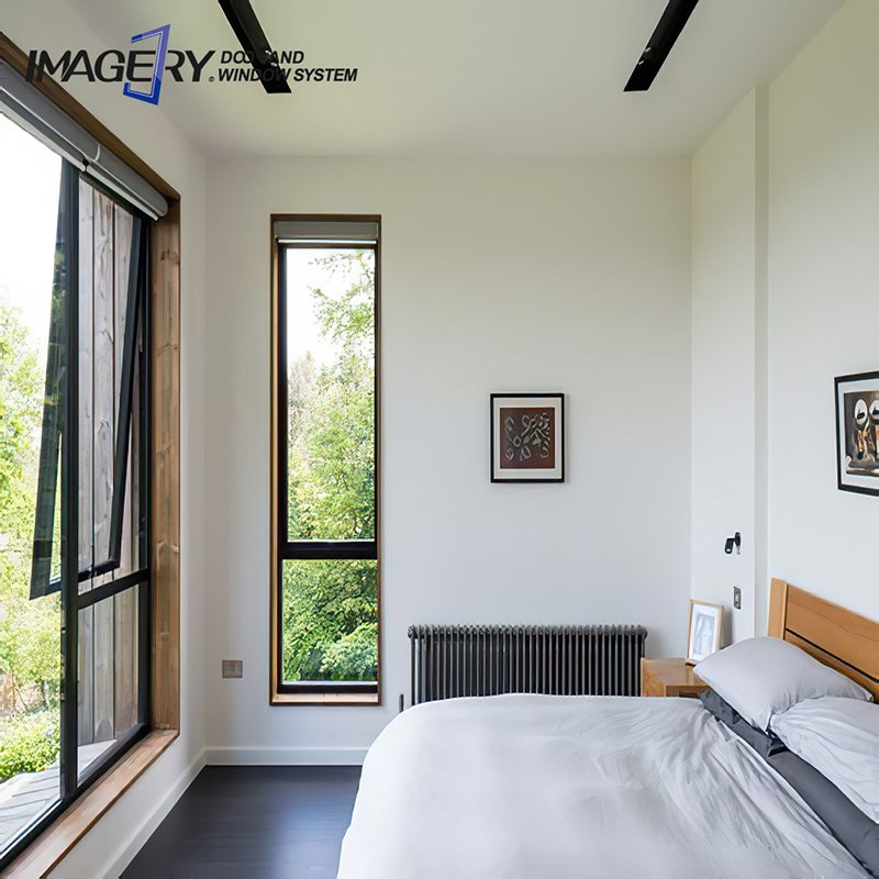 Modern External Windows Aluminum Alloy Slim Frame Tempered Double Glazed Awning Window