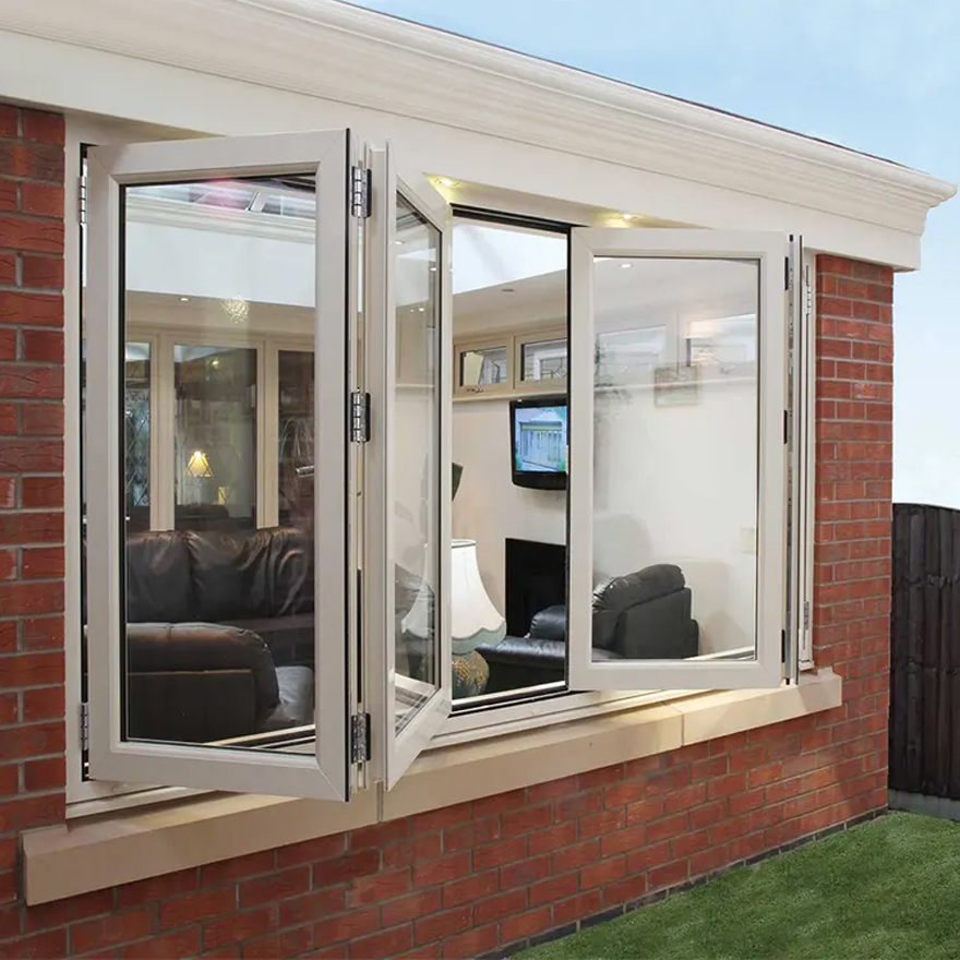 Modern Folding Windows New Design Double Glazed Glass Aluminum Alloy Frame Sliding Bi-Fold Glass Window