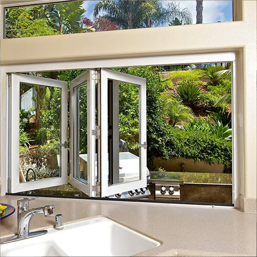 Modern Folding Windows New Design Double Glazed Glass Aluminum Alloy Frame Sliding Bi-Fold Glass Window