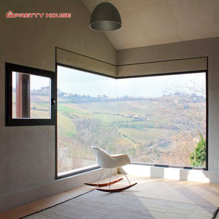 Living Room Aluminum Picture Window Windproof Double Tempered Glazed Fixed Window