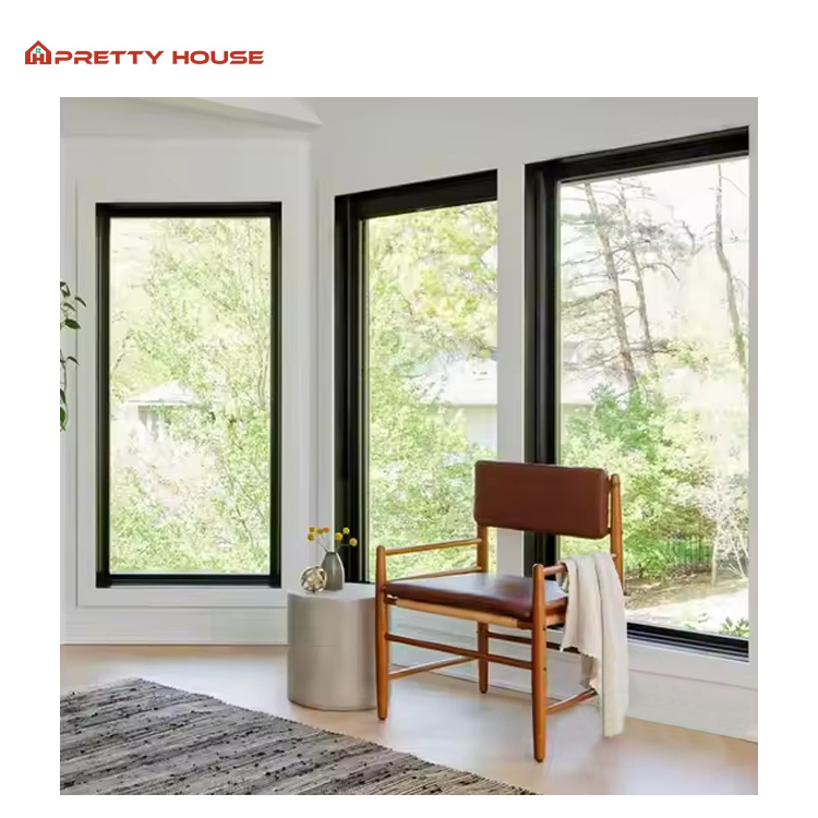 Living Room Aluminum Picture Window Windproof Double Tempered Glazed Fixed Window