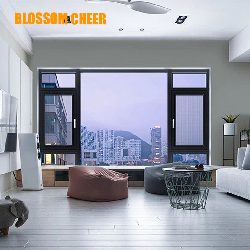 Ultra Slim Frame Energy Saving Multi Cavity Screen Mesh Aluminum Casement Windows