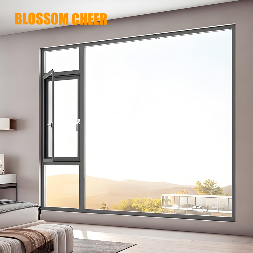 Ultra Slim Frame Energy Saving Multi Cavity Screen Mesh Aluminum Casement Windows