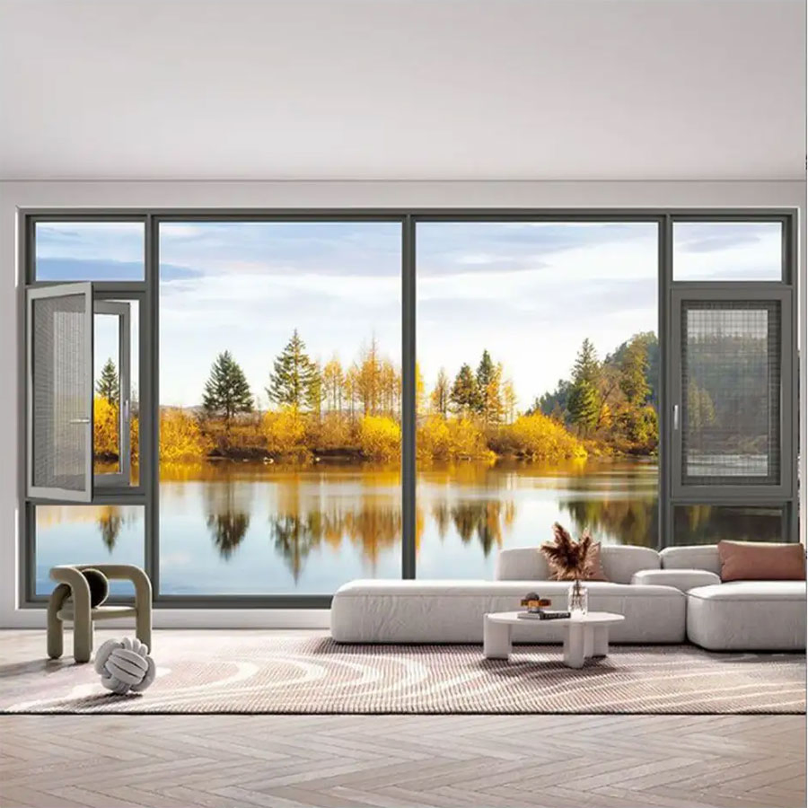 Anti-Theft Aluminum Casement Window Exterior Insulation Windows for Hotel Living Room