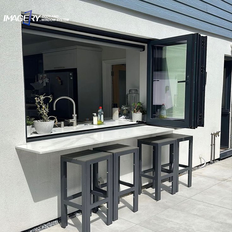 Custom Sound Insulation Doubled Glazed Glass Aluminum Bi Folding Windows